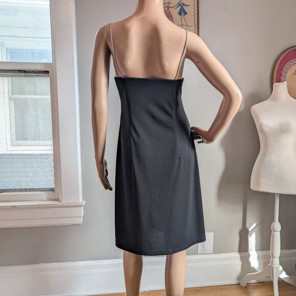 Vintage 90s Express Mini Dress Formal Cocktail Empire Waist Rhinestone Size 11 - Picture 4 of 13